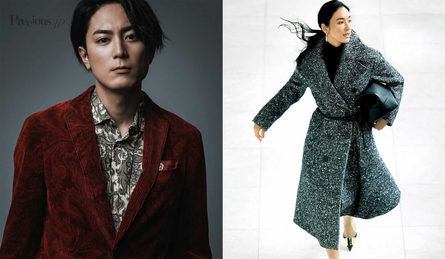俳優 間宮祥太朗さん、大西真理子さんが提案する「キャリアコート」の着こなしを着た立野リカさん