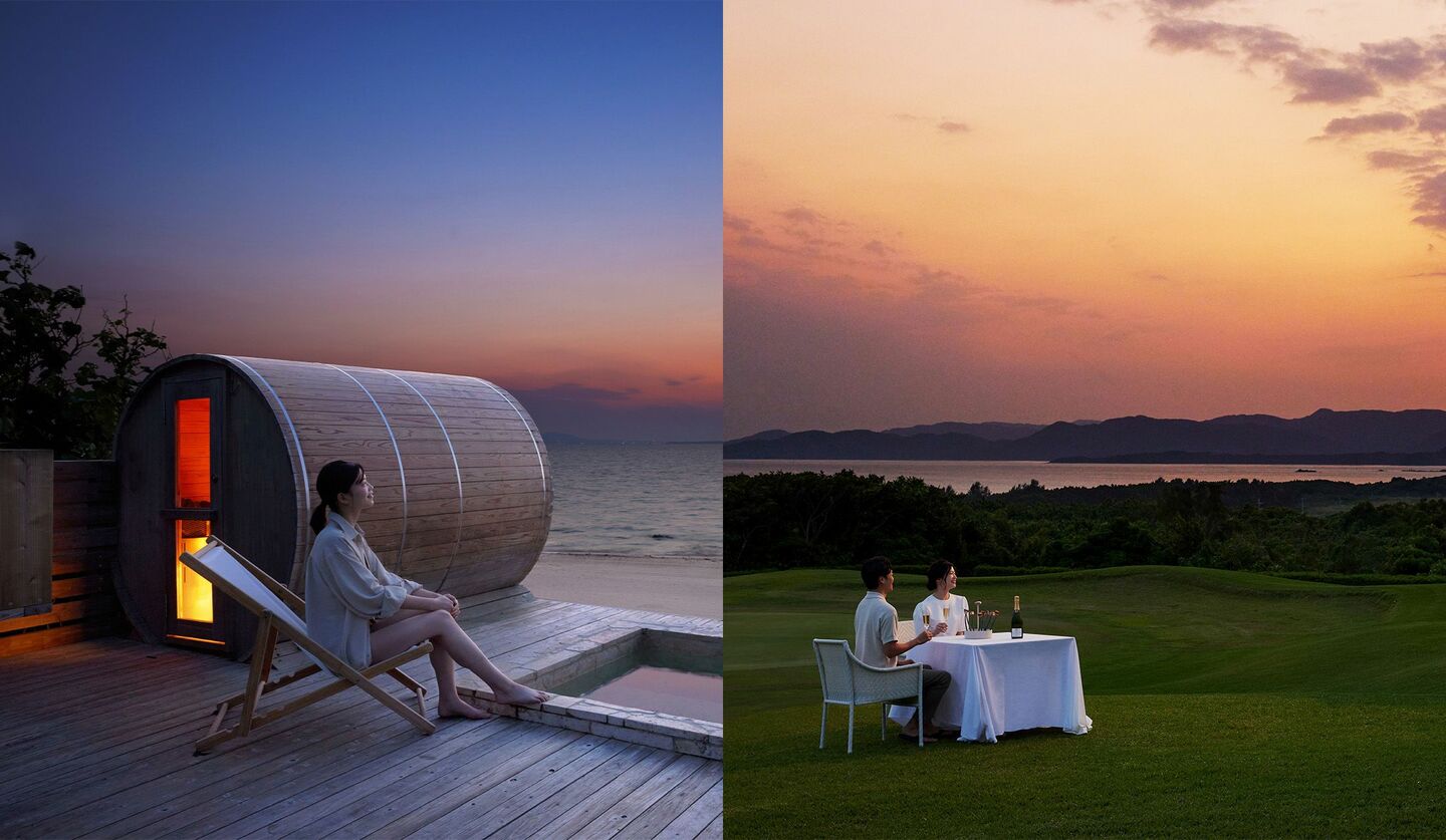 リゾナーレ小浜島のアクティビティ「夕焼けディナー」と「サンライズサウナ」