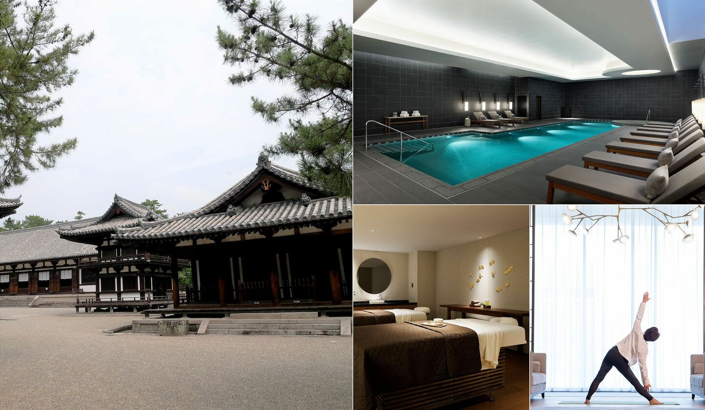 奈良の「唐招提寺」と、JWマリオット・ホテル奈良のプールやスパ、朝ヨガの写真