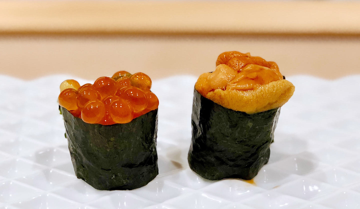 佐賀県の嬉野の「鮨 木島（すし きじま）」で出されたいくらとうにのお寿司