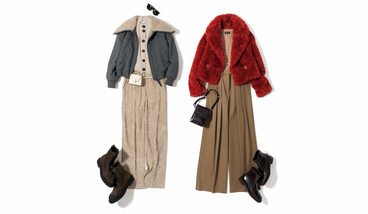 ペアリングでラグジュアリーを極める「ショートコート×ワイドパンツ