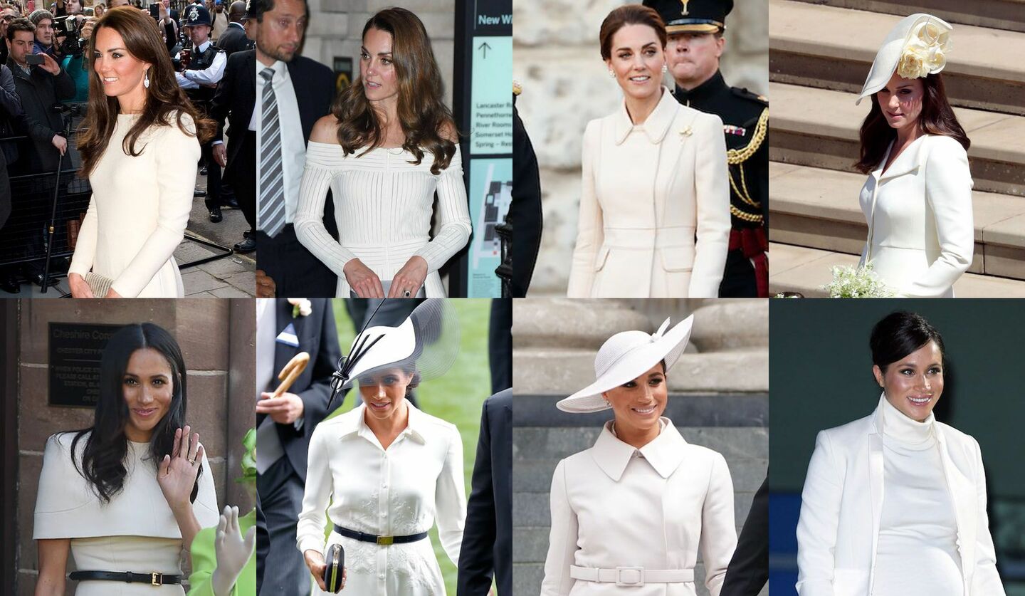 キャサリン皇太子妃vsメーガン妃の白の着こなし8スタイル