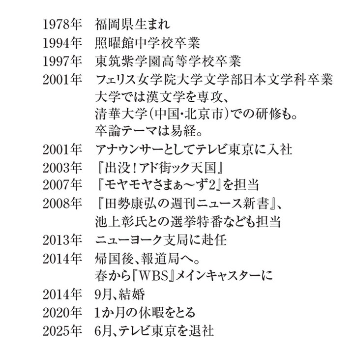 キャスターの大江麻理子さんのヒストリー