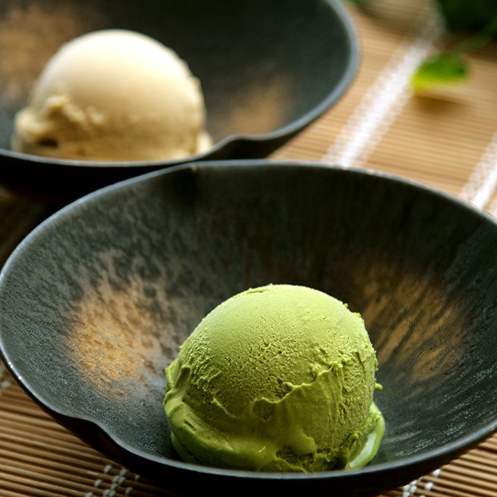 「茶茶のこだわりアイス」お抹茶セット¥1.400、本日の特煎茶セット¥1.400、本日の煎茶セット¥1.200