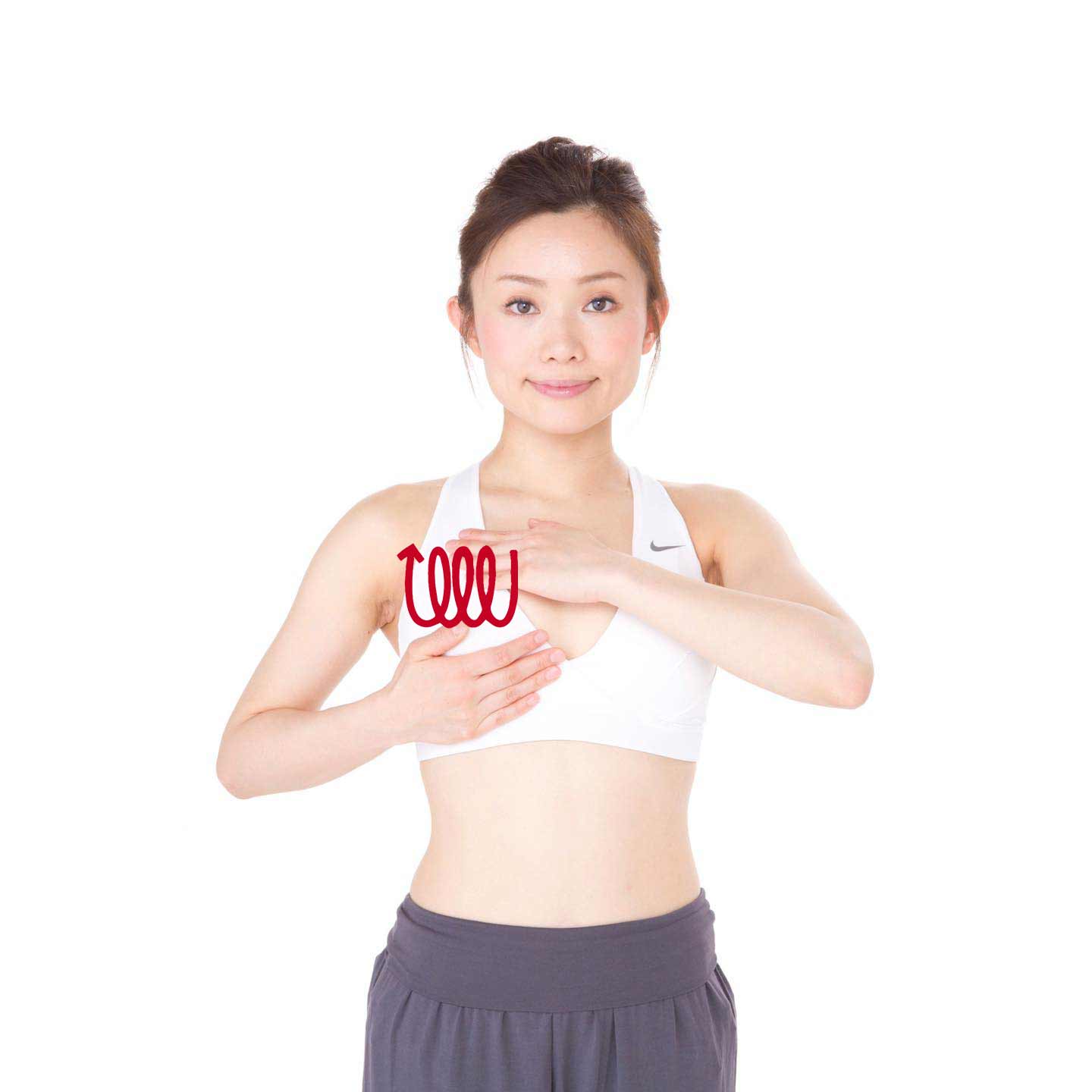 大胸筋をほぐすイメージで、片側10回を目安に。