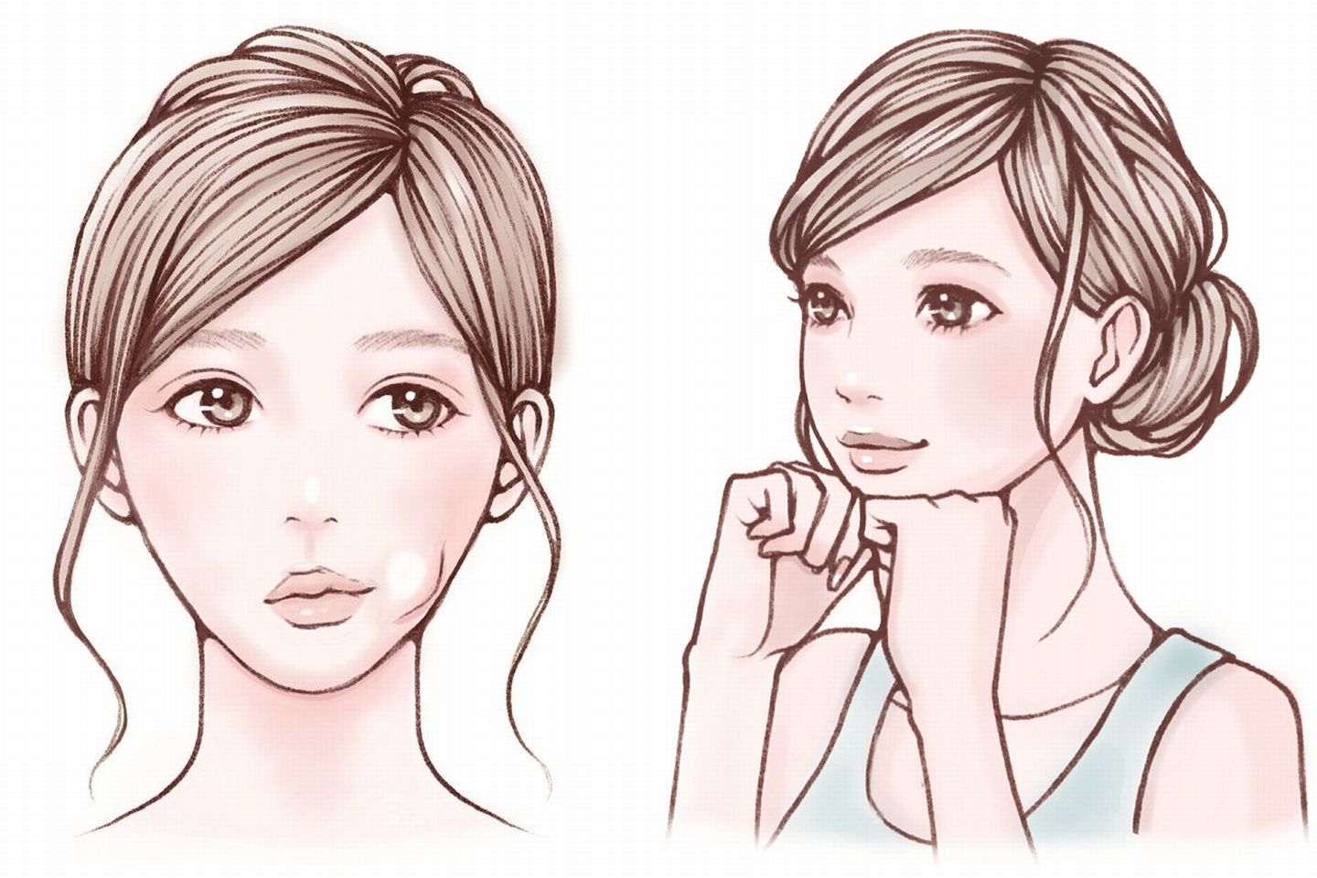まずは、ほうれい線を内側からしっかり伸ばすことを意識して! 続いて、親指と人差し指でアゴを挟むようにマッサージ。痛きもちいいぐらいの力強さで行いましょう。
