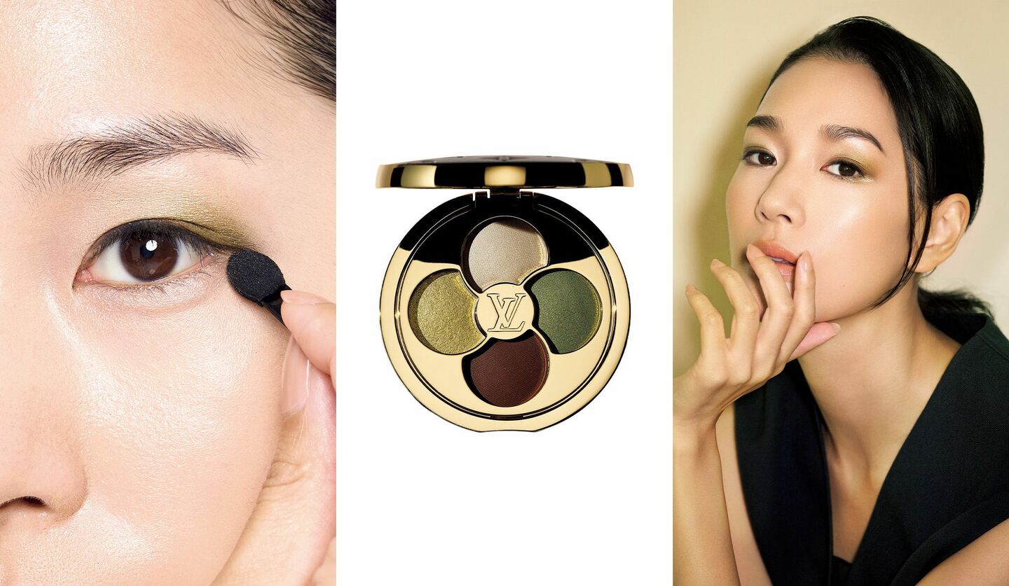 「色彩レイヤード」の手順を示したモデルの目元の写真