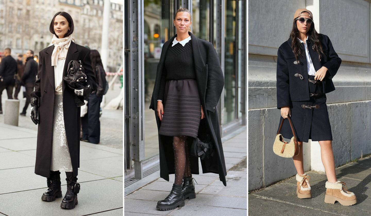 ボリュームタイプのブーツを愛用していたパリコレクションの会場にいたゲストふたりとガブリエラ・ブルタゴ