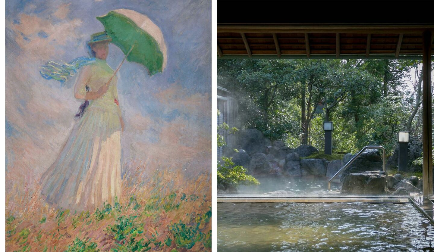 クロード·モネ の作品《戸外の人物習作―日傘を持つ右向きの女》、「旅亭 半水盧」