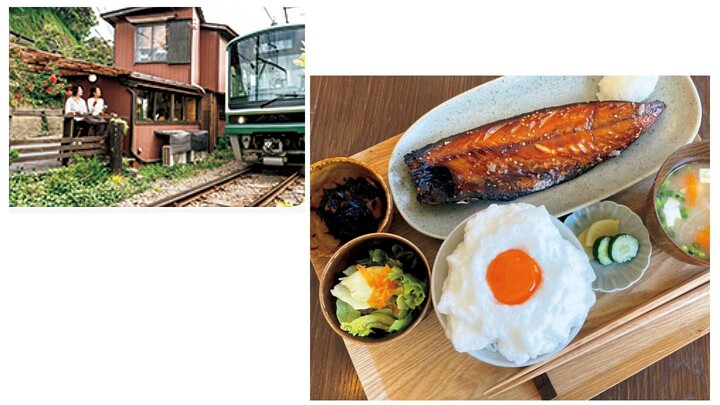 ヨリドコロ 稲村ケ崎本店の外観と朝食