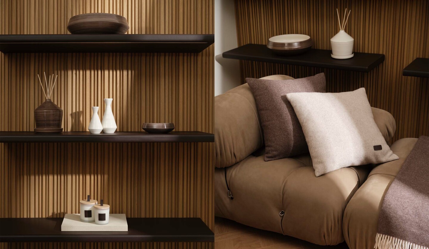 ヘルノのホームコレクション「ヘルノ・アビタ」のホームフレグランス、インテリア・デコレーション、テキスタイル