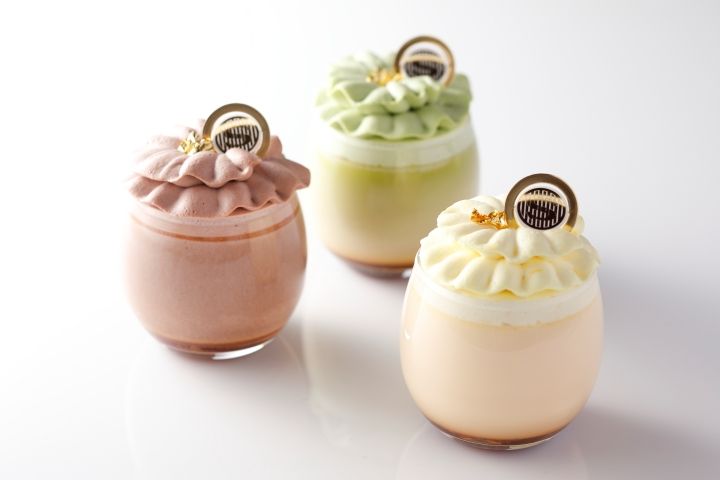 自由が丘店限定プリン「クレームショコラ(抹茶/日向夏/ほうじ茶)各¥594)」