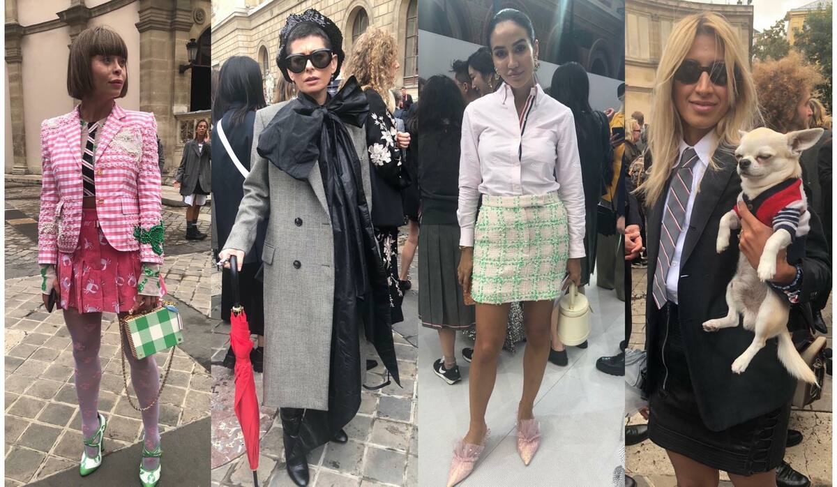 トム ブラウンのコレクション会場で、おしゃれなマダム7人の着こなし 