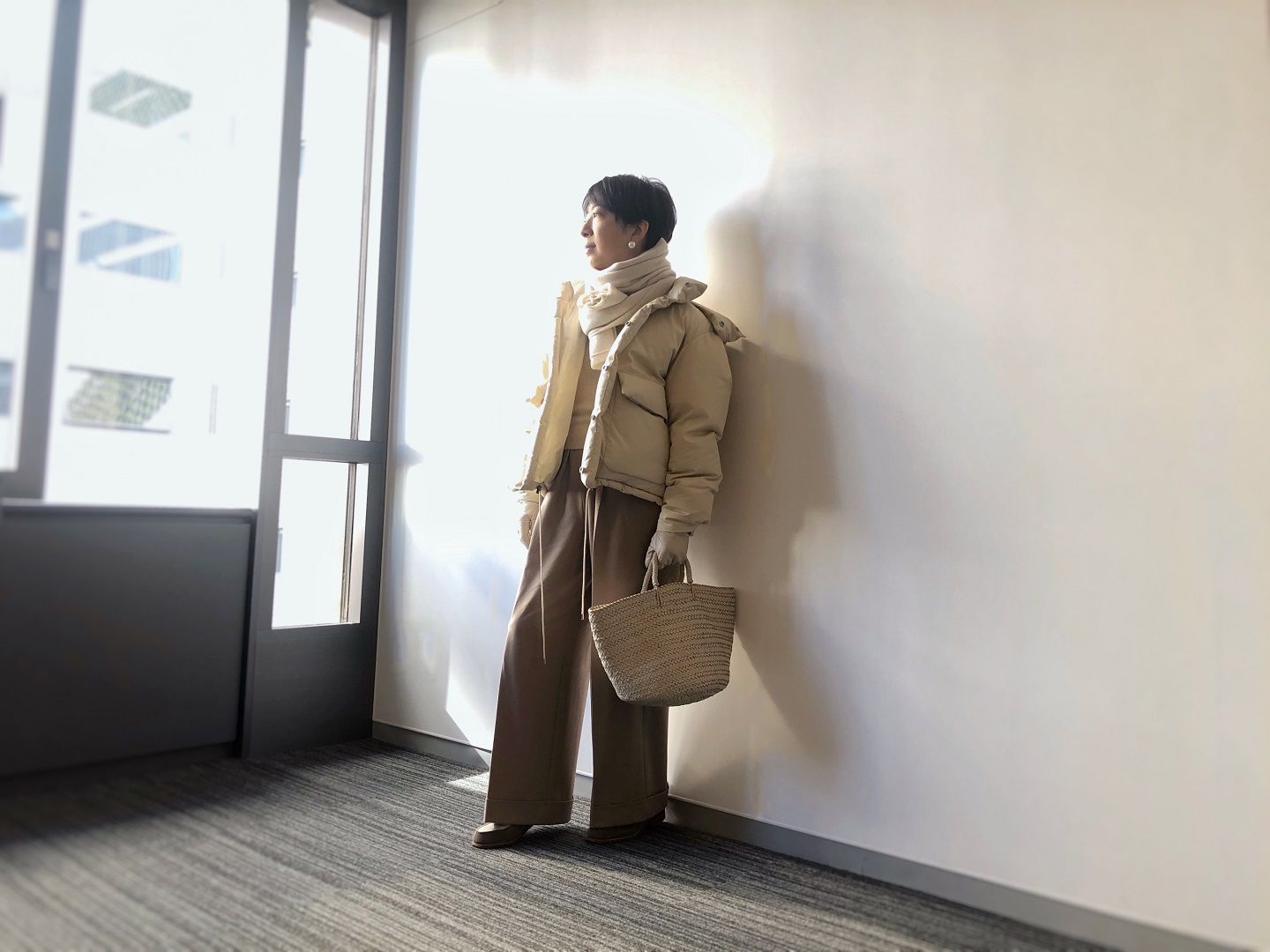 ジャケット_1,ニット_1,ワイドパンツ_1,パンツ,バッグ_1,靴_1,ストール_1