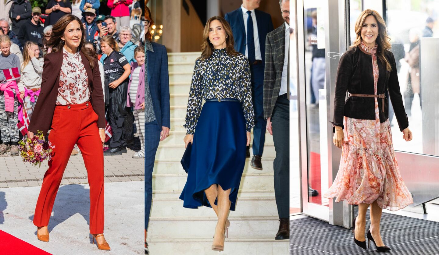 デンマーク・メアリー王妃のプリント&同系色コーデ3選