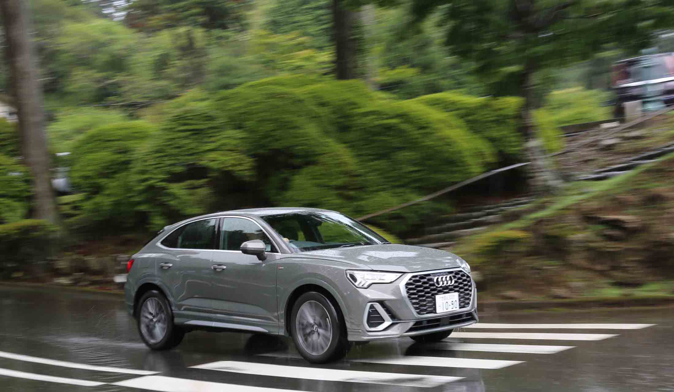 Q3スポーツバック35TFSI S line(516万円)は全長4520ミリ、全幅1840ミリ、全高1565ミリ。
