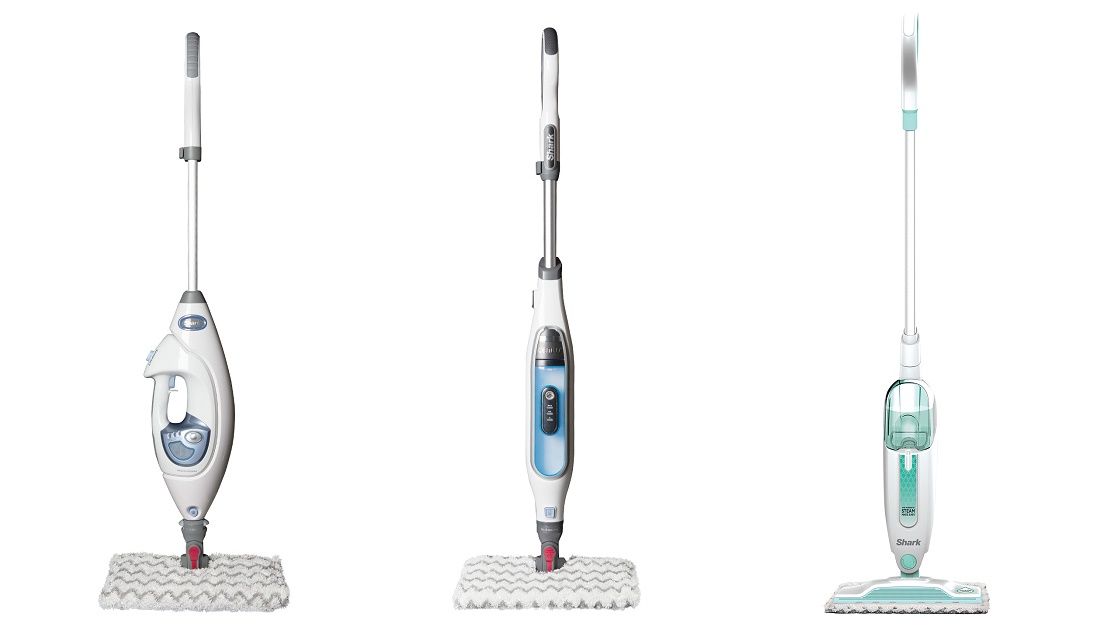 写真左から/Shark「2-IN-1プロスチームモップ」市場想定価格:¥18,000「GENIUSジーニアススチームモップ」市場想定価格:¥15,000「STEAM MOPスチームモップ」市場想定価格:¥11,000(すべて2018年11月2日発売)