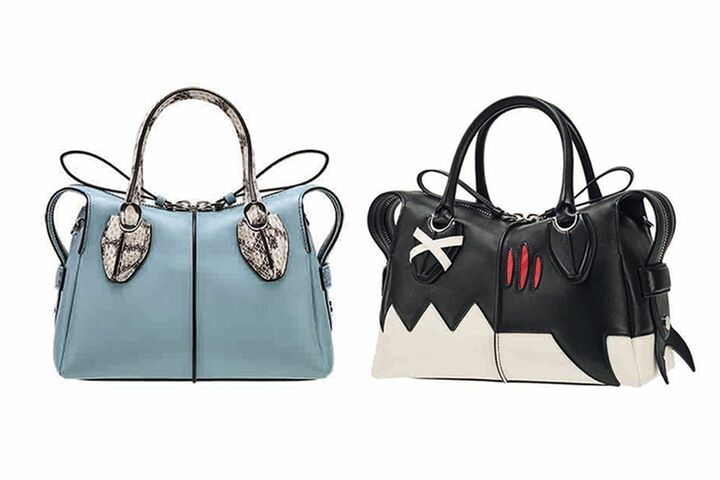 左から バッグ「D スタイリング」(カーフレザー、水ヘビ)【縦16×横24×マチ12cm】¥310,000・バッグ「D スタイリング」(カーフレザー)【縦18.5×横29×マチ14cm】¥263,000(税抜) ※全てイベント先行発売、三越伊勢丹限定、数量限定