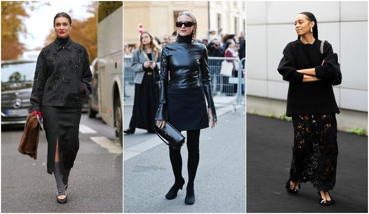 海外セレブのブラック×スカートコーデ