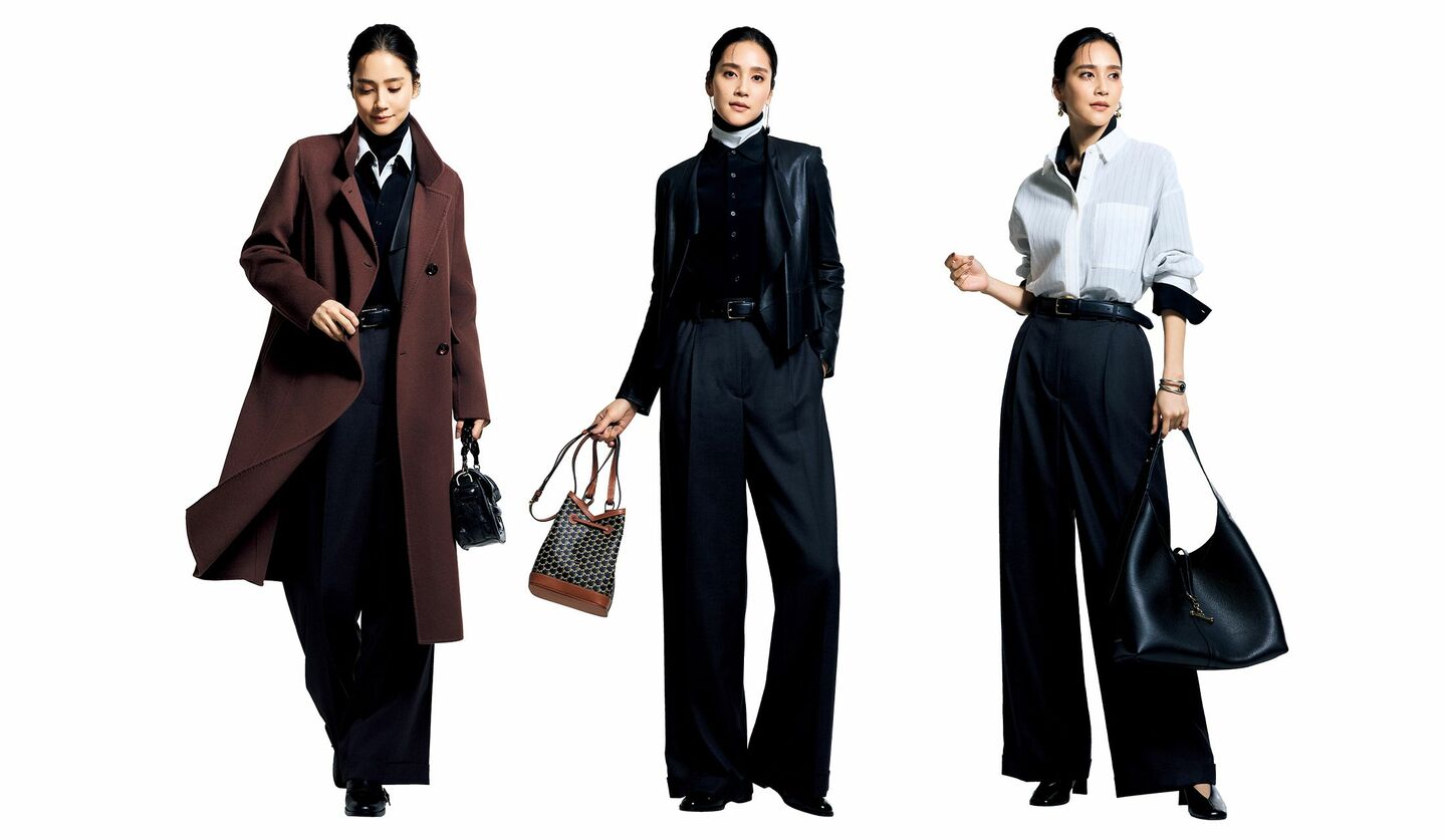 ハンサムモダン派のレイヤードスタイルを着用したモデルのAtsukoさん