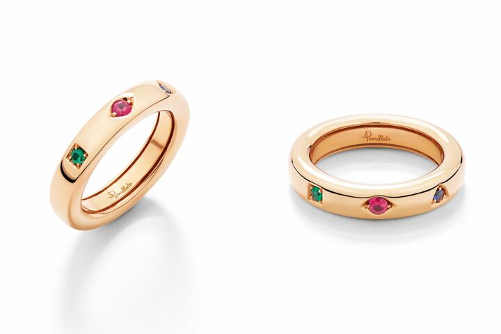 リング「イコニカ」￥550,000【素材：K18ローズゴールド×ルビー×エメラルド×ブルーサファイヤ】