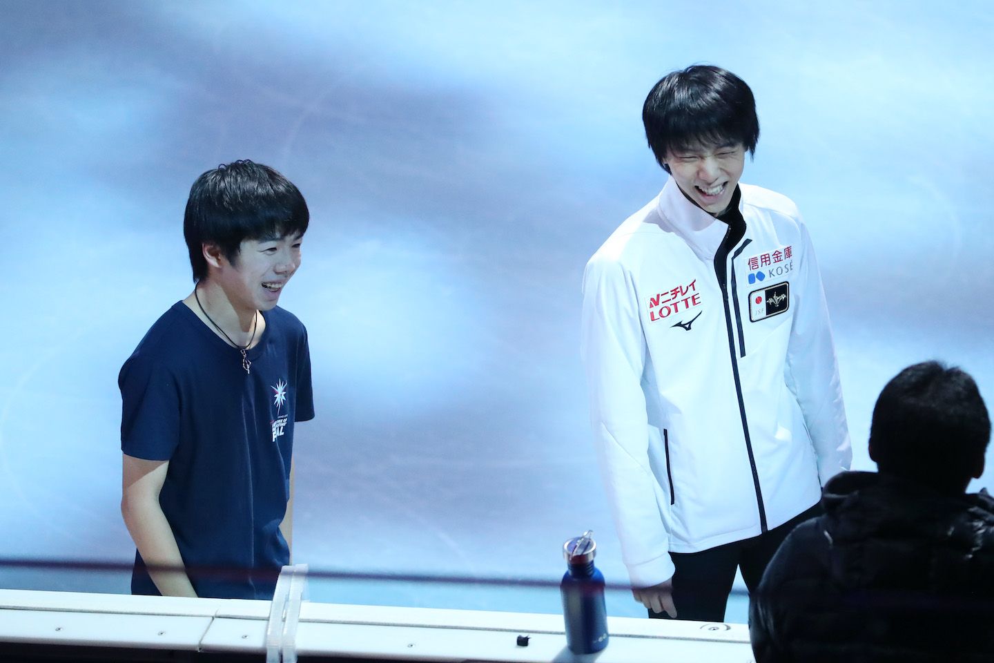 羽生選手と並んで参加したグランプリファイナルのエキシビション練習。写真:長田洋平/アフロスポーツ