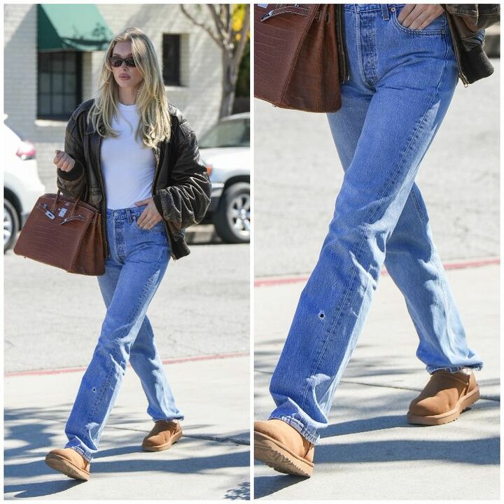 デニムパンツは、付かず離れずなシルエットをすっきり見えてキレイを両立できます。