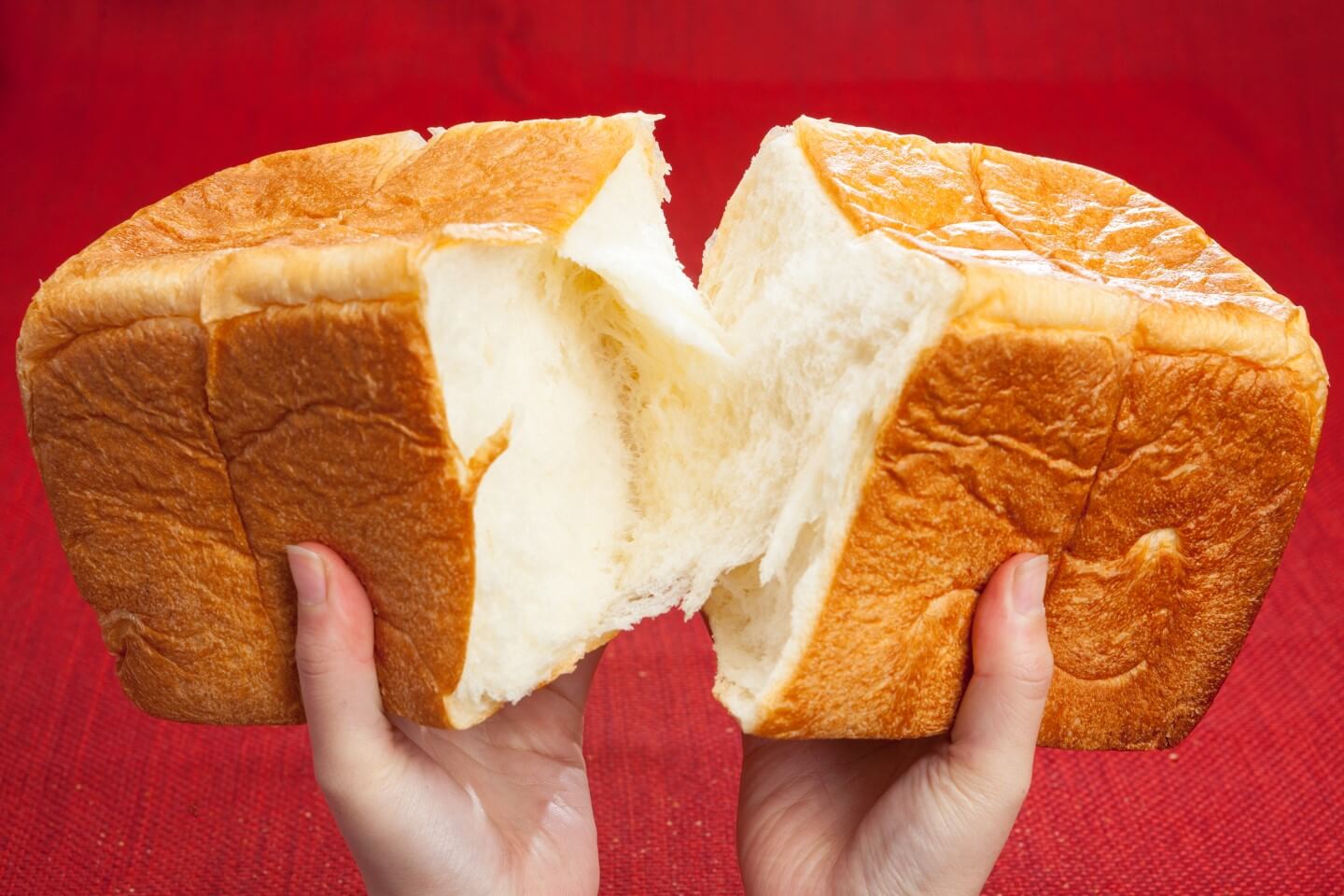 食パンをちぎっている写真