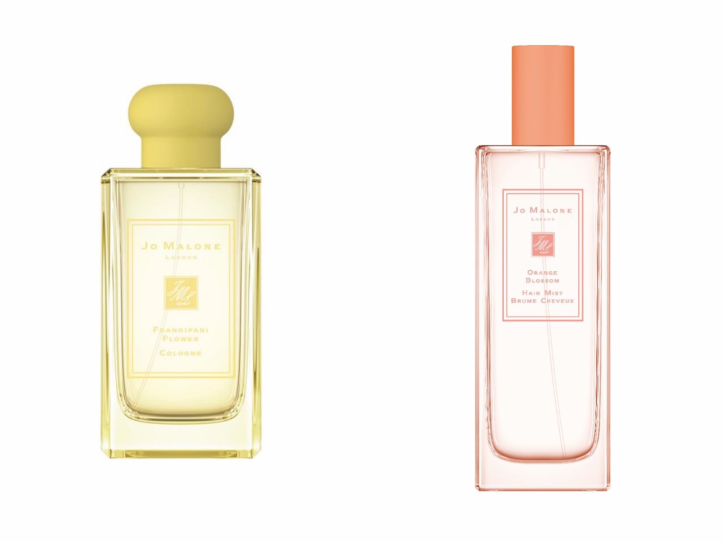 (左)フランジパニ フラワー コロン 100ml ¥16,800 (右)オレンジ ブロッサム ヘア ミスト 50ml ¥6,800