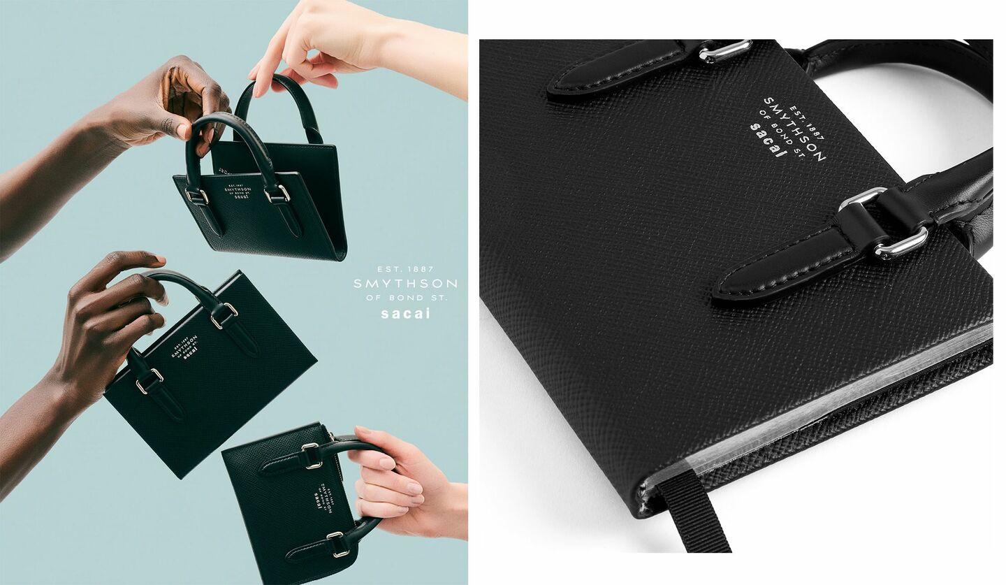 スマイソンとサカイのコラボレーションフラット ポーチ、パスポートカバー、ノートブック