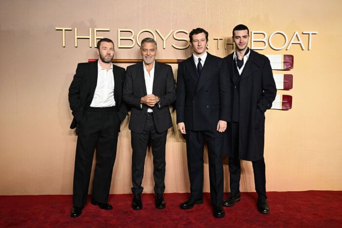 2023年12月 イギリスプレミア。左から、ジョエル・エドガートン、ジョージ・クルーニー、カラム・ターナー、ブルース・エルベリン・アール。