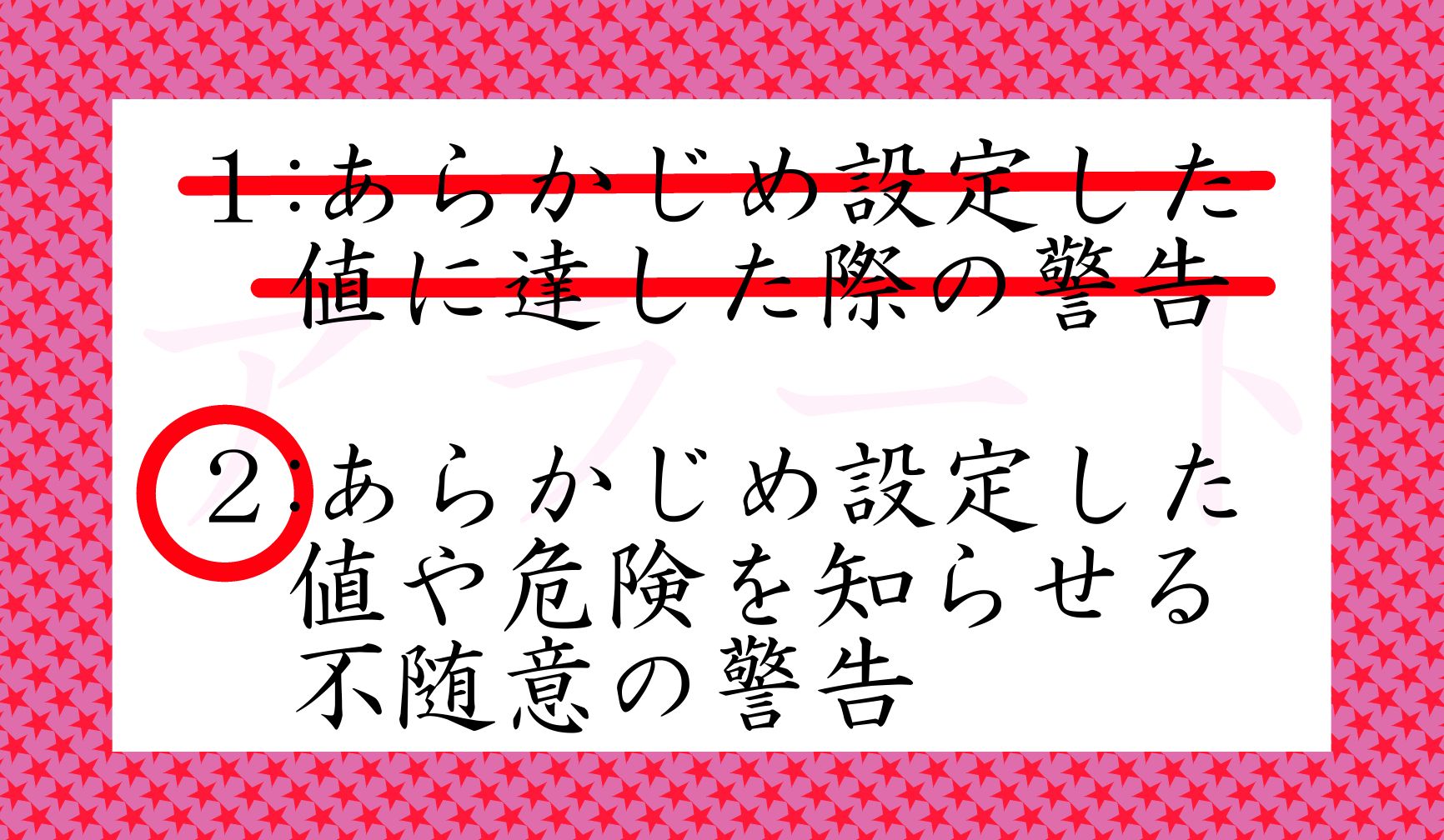 では選択肢1は?こちらも「警告」には違いありません。