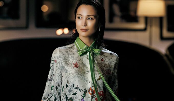 ブルネロクチネリ フラワー レイヤードカーディガン サマーニット