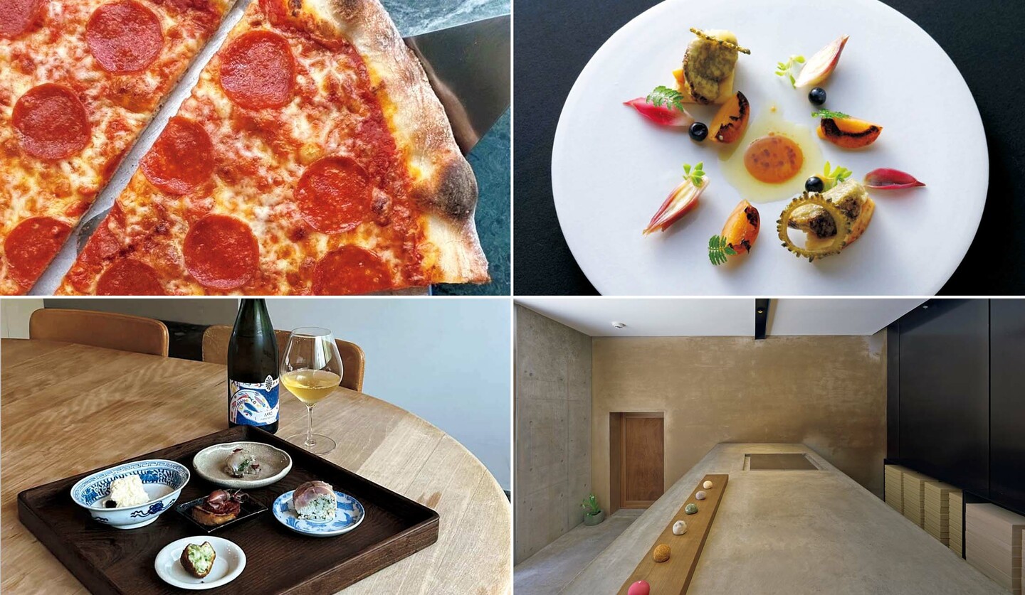 「Henry’s PIZZA」のピザ、「La Cime」のディナー、ワインバー「SU」のおばんざい、和菓子屋「餅匠しづく 新町店」店内カット