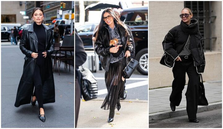 海外セレブの冬ブラックコーデ