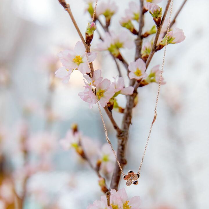チェリーブロッサムネックレス［18Kピンクゴールド×ダイヤモンド］￥98,000（税抜）