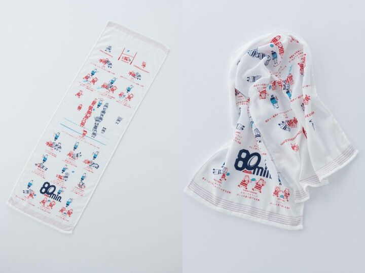これさえあればラグビーが楽しめる、というルールイラスト入りのタオル。今治のコンテックス製。800円