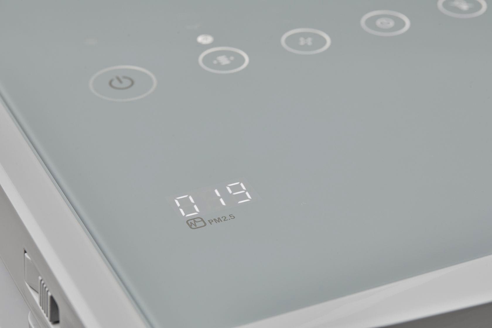 空気中に浮遊するPM2.5粒子の濃度が数値でわかる。