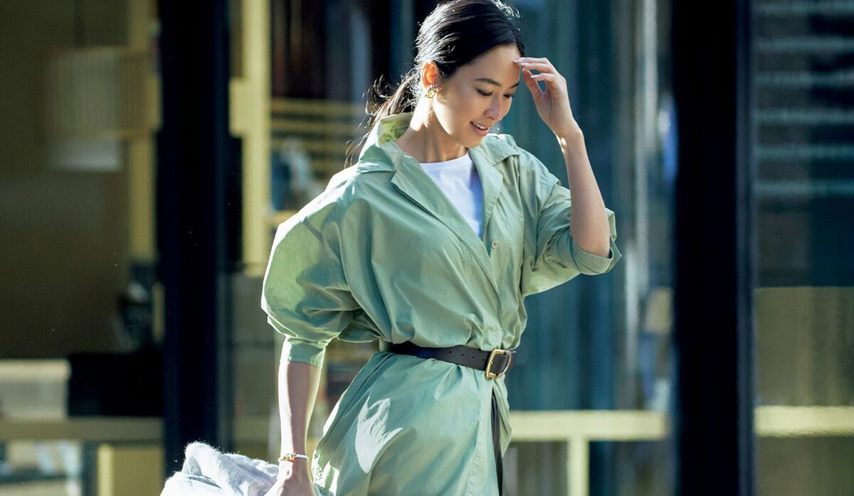 【美品】AGNONA シャツベルトワンピース ベルト付き ベルト付フレアシャツワンピース(ワンピース) | a.v.v(アー