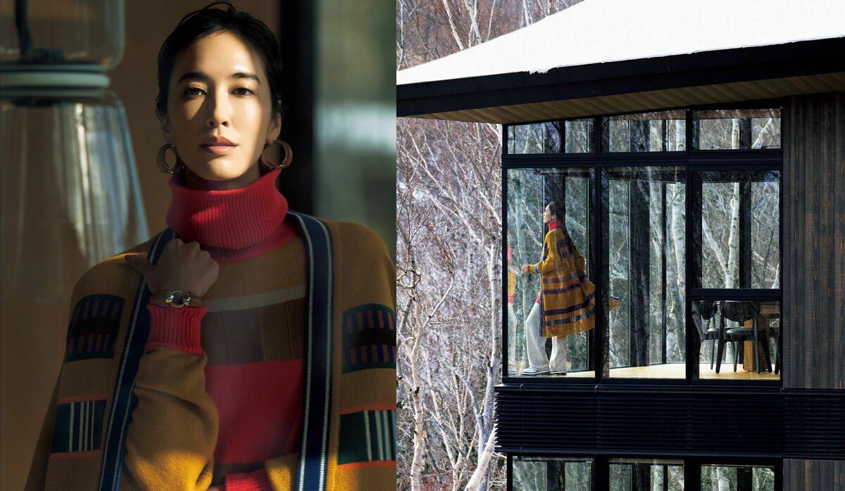 白銀の世界により一層映える「エルメス」グラフィカルなカシミアニット