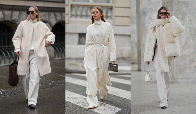 海外インフルエンサーの冬のオールホワイトコーデ