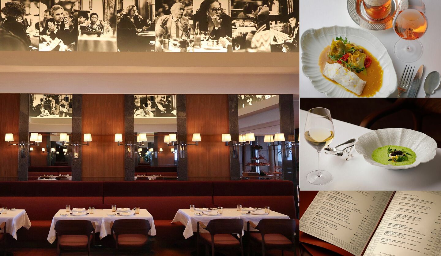 「パーク ハイアット 東京」41階 のモダンフレンチブラッセリー『ジランドール by アラン デュカス』の店内と季節のメニューの画像