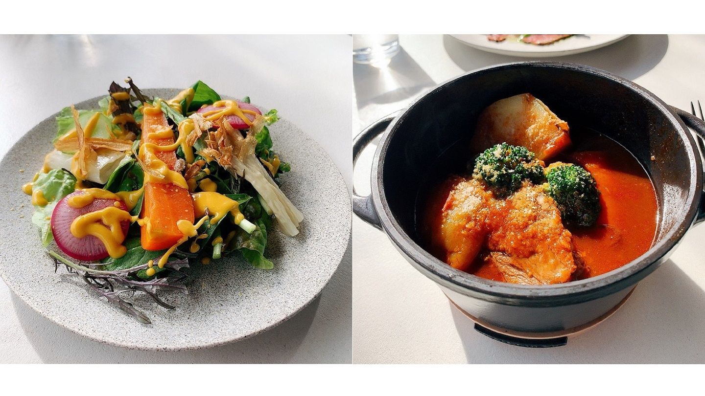 「豚すね肉とカリフラワーのスパイスカレー(サラダ、ライスポットで炊いたレモンライス付き)」¥1,600