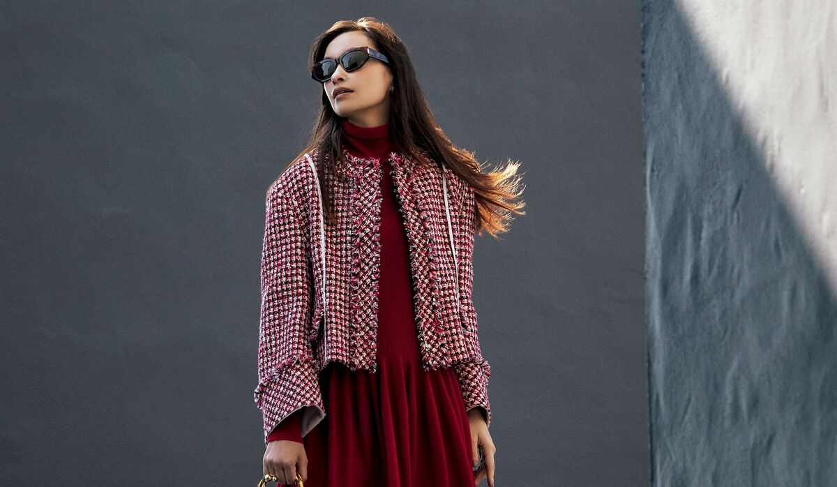 アナイノーカラー ツイードジャケット 36 赤 レッド フォーマル ANAYI ジャケット ノーカラージャケット 「Eternal Line 2025