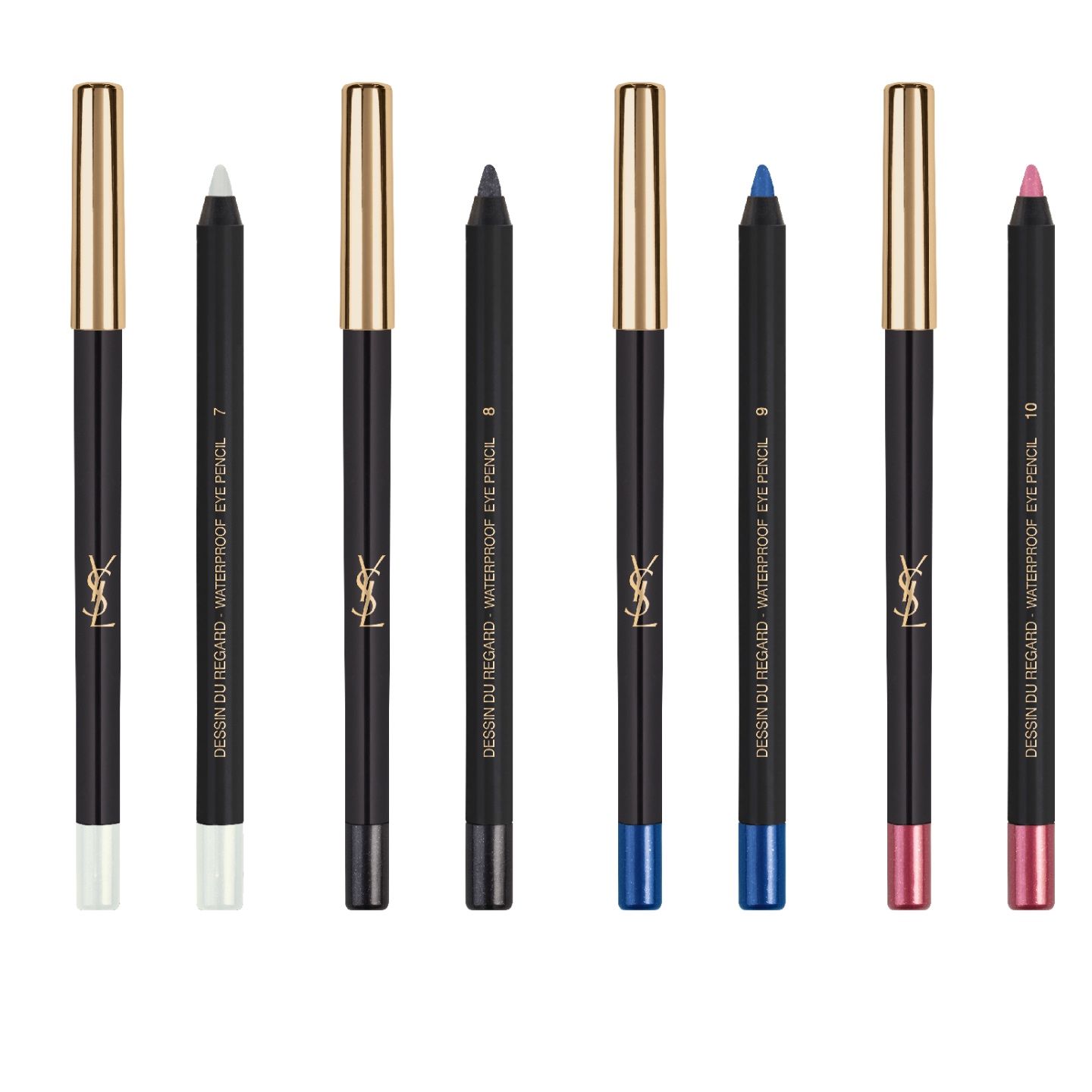 YSL アイライナー ウォータープルーフ 限定4⾊ 各¥3,300(税抜) 左から No.7,No.8,No.9,No.10
