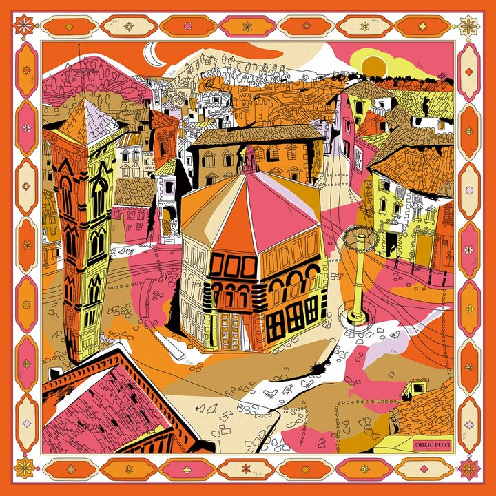 シルクスカーフ［90×90㎝］￥45,000（エミリオ・プッチ ジャパン）Ph©Emilio Pucci