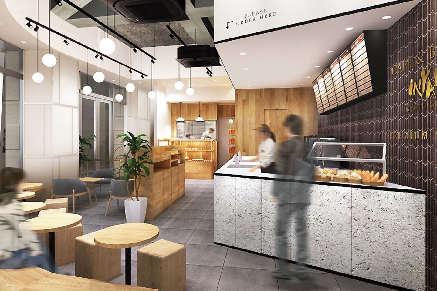 「CAFE&BAKERY MIYABI」1階の内観