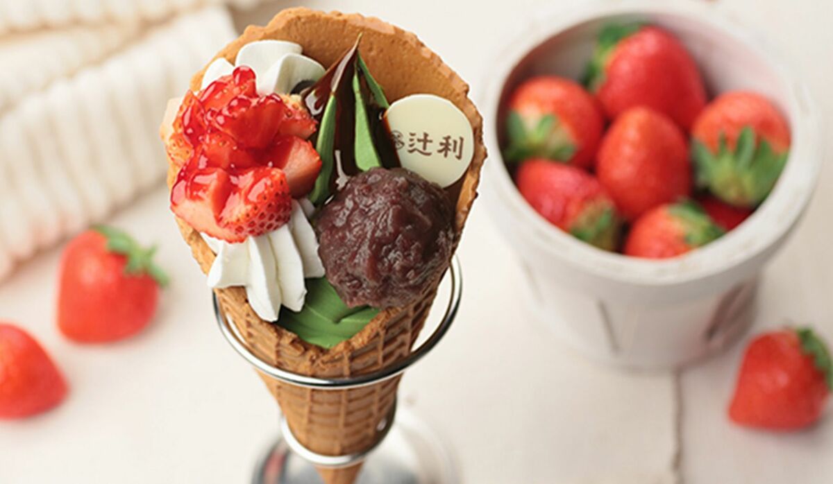 抹茶ソフトクリームにいちごやチョコがたっぷり！辻󠄀利の冬の新作