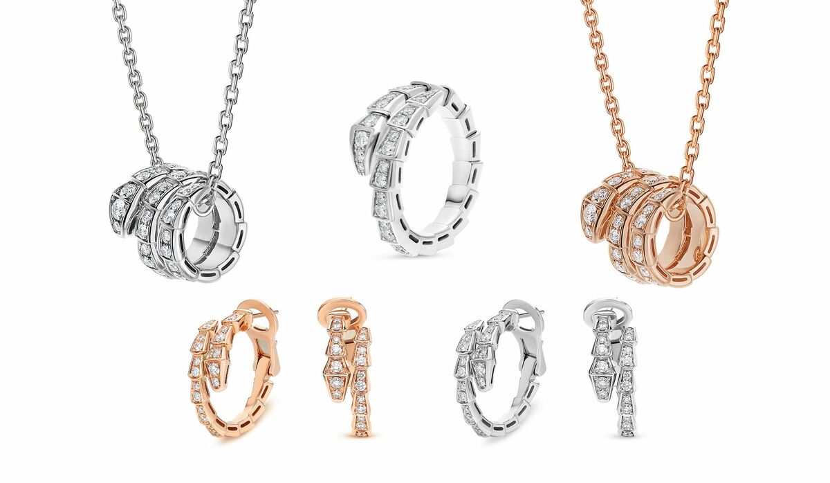 【BVLGARI】ダイヤモンド セルペンティ ヴァイパー フープピアス セルペンティ ヴァイパー イヤリング White Gold 358360