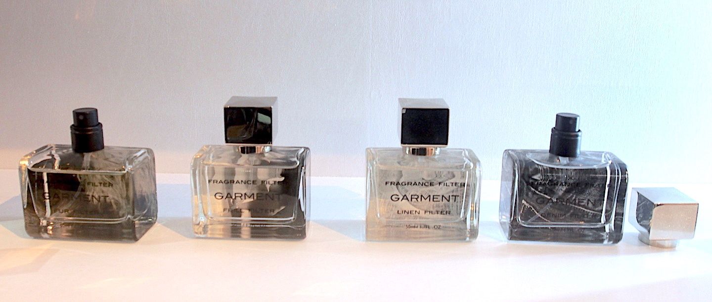 フレグランス フィルター左から「ファー」・「フリル」・「リネン」・「デニム」各50ml ¥9,504